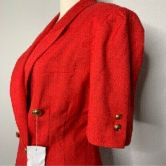 NWOT Spiegel 80s Vintage Red Blazer Tuxedo Dress - Picture 8 of 14